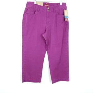 NEW Womens Merona Purple Crop Pants size 6 midrise Stretch WaistbandW